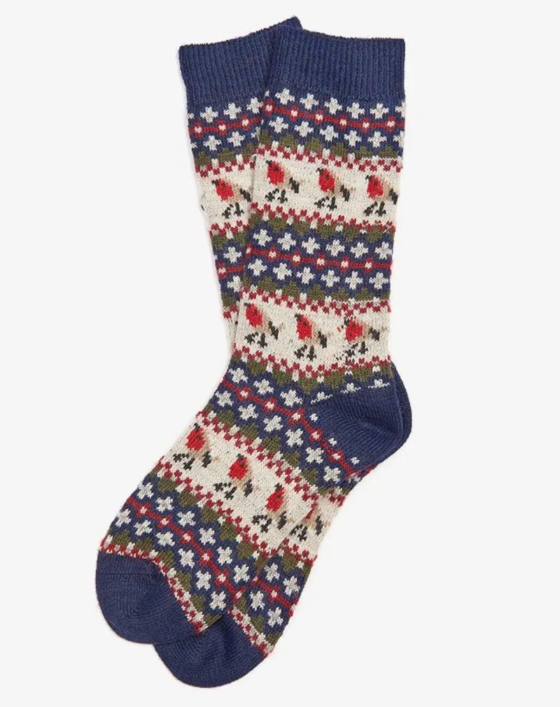 Barbour Robin Fairisle Socks in Navy